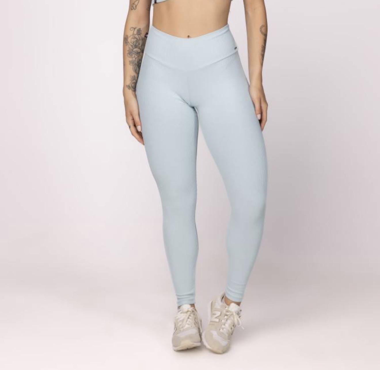Calça Legging Fitness Feminina cós alto Textura Canelado Poliamida