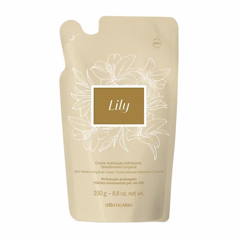 Refil Lily 250g Creme Acetinado Hidratante Desodorante Corporal
