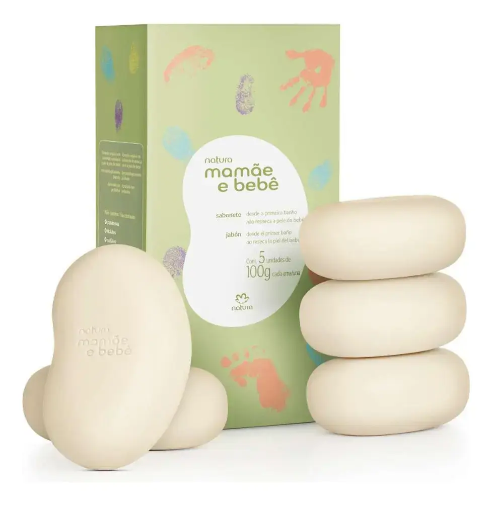Mamãe E Bebê Natura - 5 Unid De 100g Cada Sabonete Em Barra