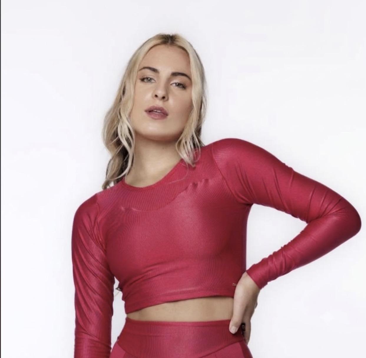 Cropped Manga Longa Justo Feminino Poliamida Laminado Bojo